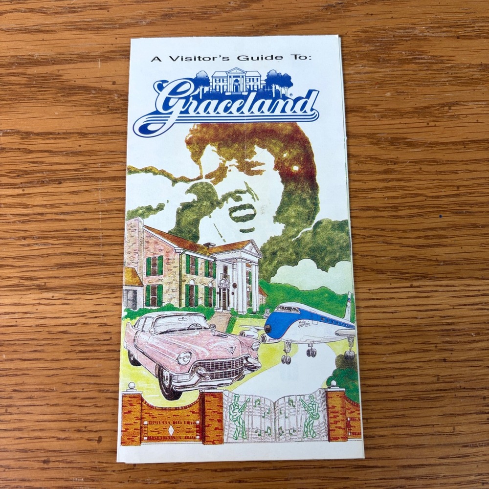 Vintage Graceland Visitor Guide Brochure Map and Tour Ticket Elvis Presley 1980s